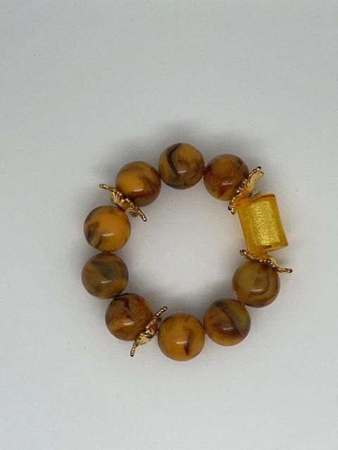 Bracelet ethnique Wobé jaune perle