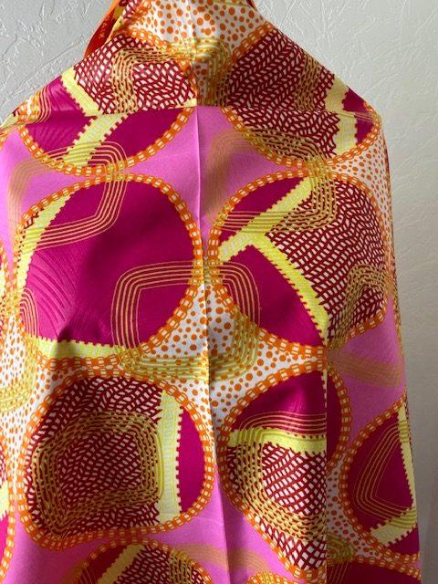 Tissu Wax traditionnel rose et jaune