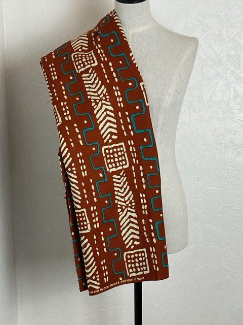 Tissu africain Wax marron blanc bleu