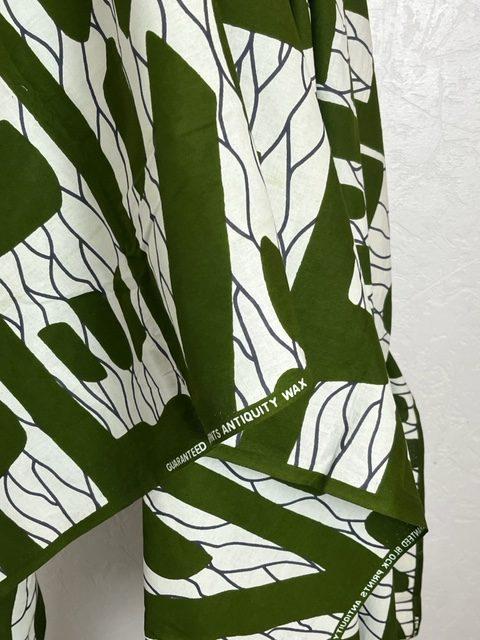 Tissu africain Wax traditionnel blanc vert