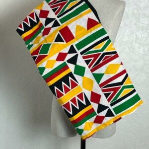 Tissu traditionnel africain Wax vert jaune blanc noir rouge