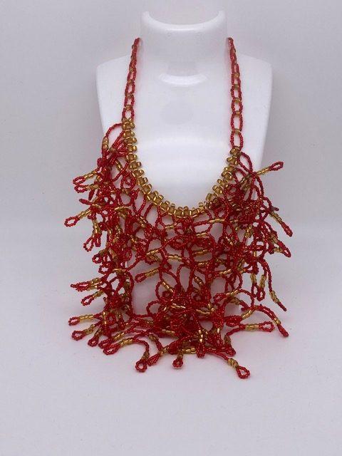 Collier ethnique Akan rouge