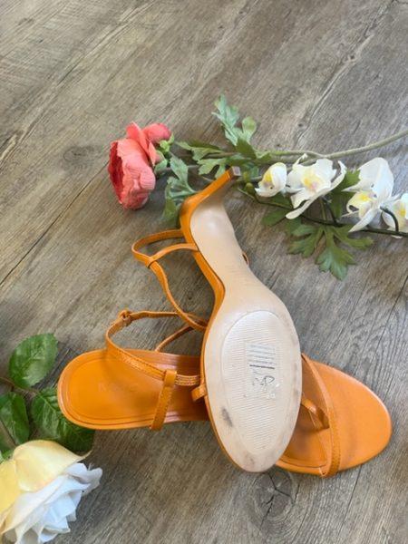 Sandale talon orange femme