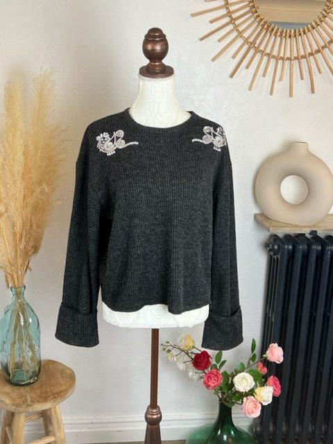 Pull gris femme chaud