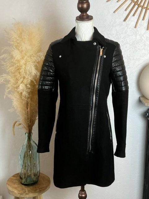 Manteau noir laine femme