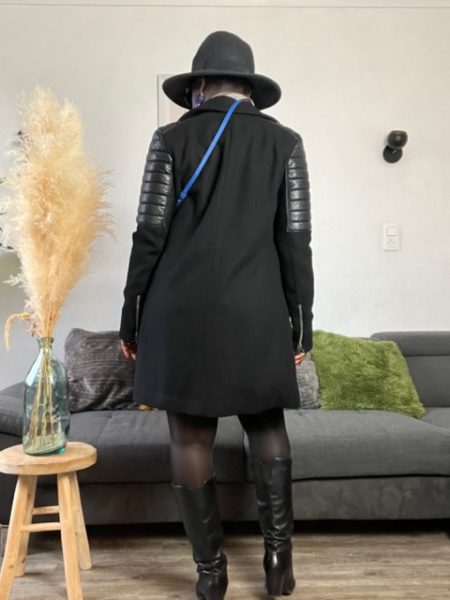 femme laine manteau noir