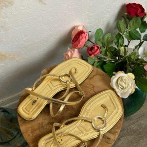 Sandale femme plate doré