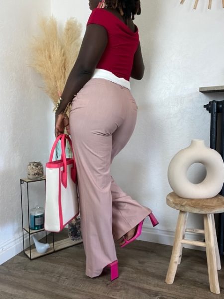 Pantalon femme fluide rose