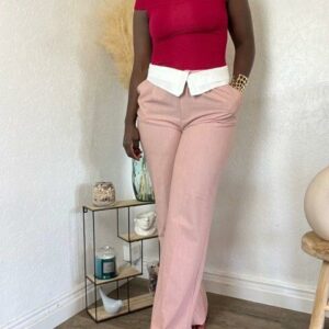 Pantalon rose femme fluide