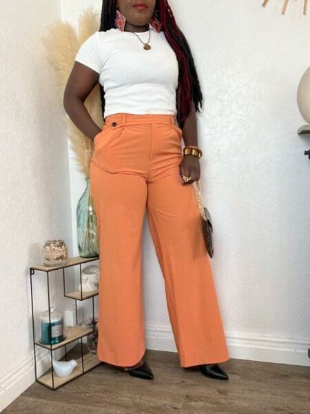 Pantalon femme chic orange